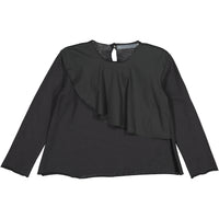 Minimu Black/Grey Flounce Baby Tee