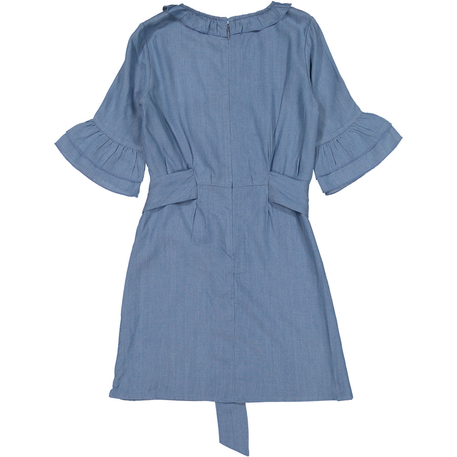 Les Coyotes De Paris Chambray Odina Ruffle Dress