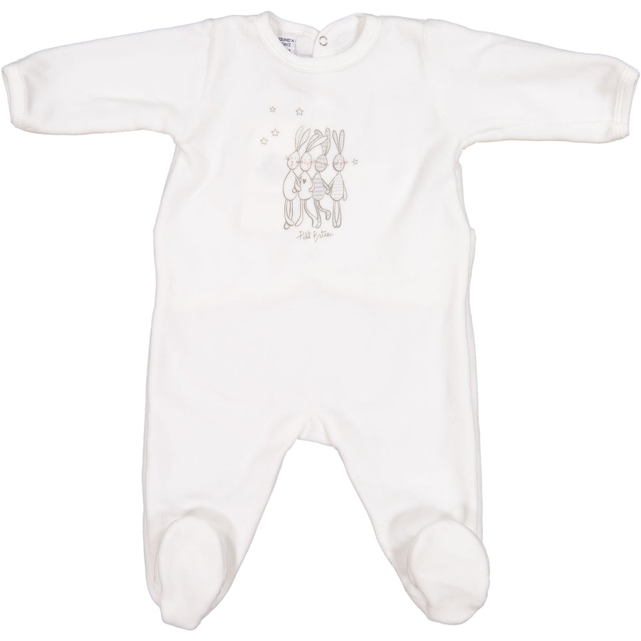 Petit Bateau White 2 Pack Velour Footies