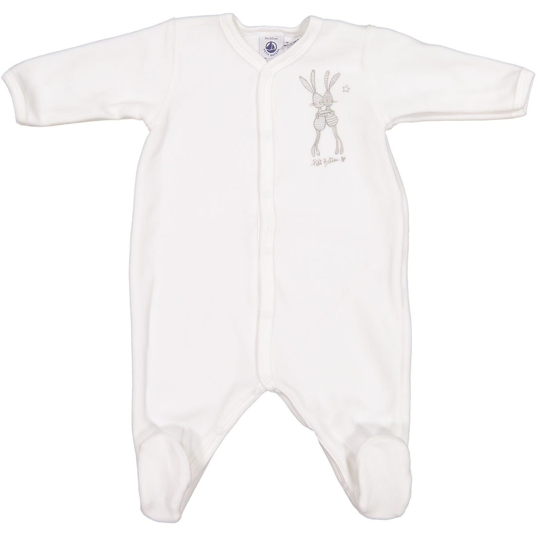 Petit Bateau White 2 Pack Velour Footies