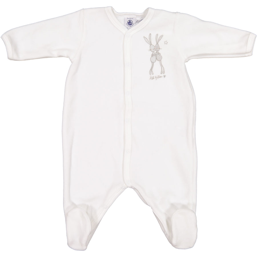 Petit Bateau White 2 Pack Velour Footies