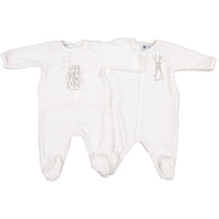 Petit Bateau White 2 Pack Velour Footies