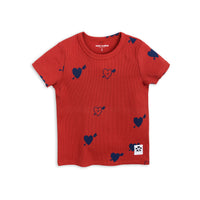 Mini Rodini Red Hearts Rib Tee