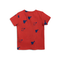 Mini Rodini Red Hearts Rib Tee