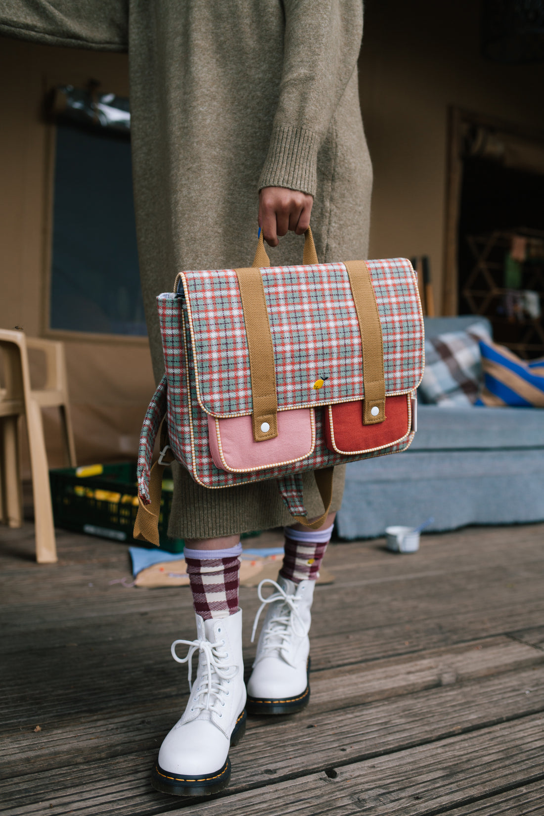 Sticky Lemon School Bag | Adventure Collection | Pink Plaid
