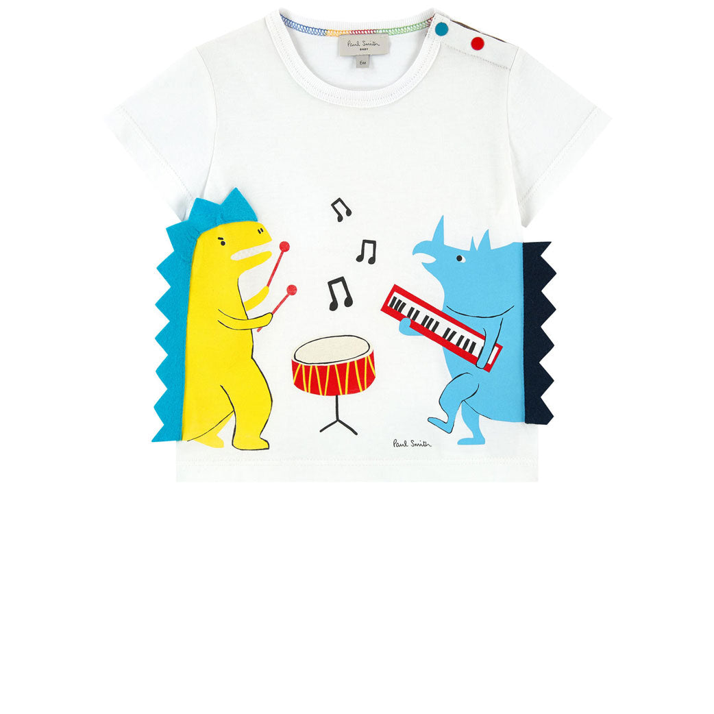 Paul Smith Junior White Musical Dinosaurs Baby Tee