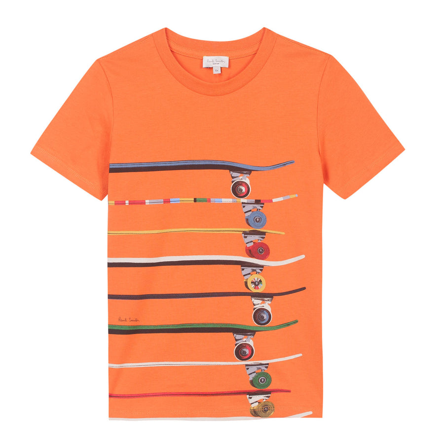 Paul Smith Junior Orange Skateboard Stripe Tee