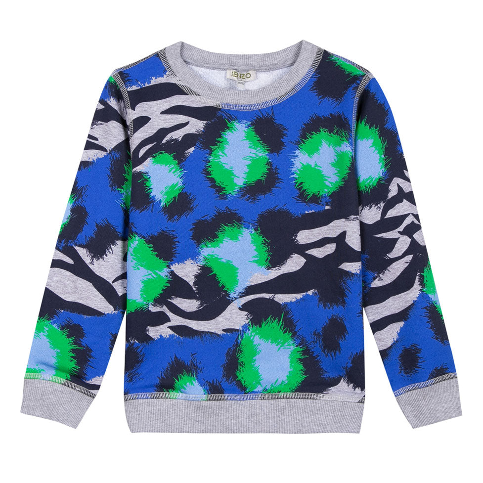 Kenzo Grey Mixed Print Sweatshirt