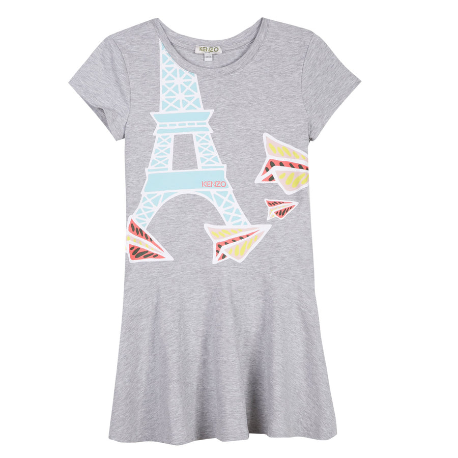 Kenzo Grey Paper Planes Flair Dress