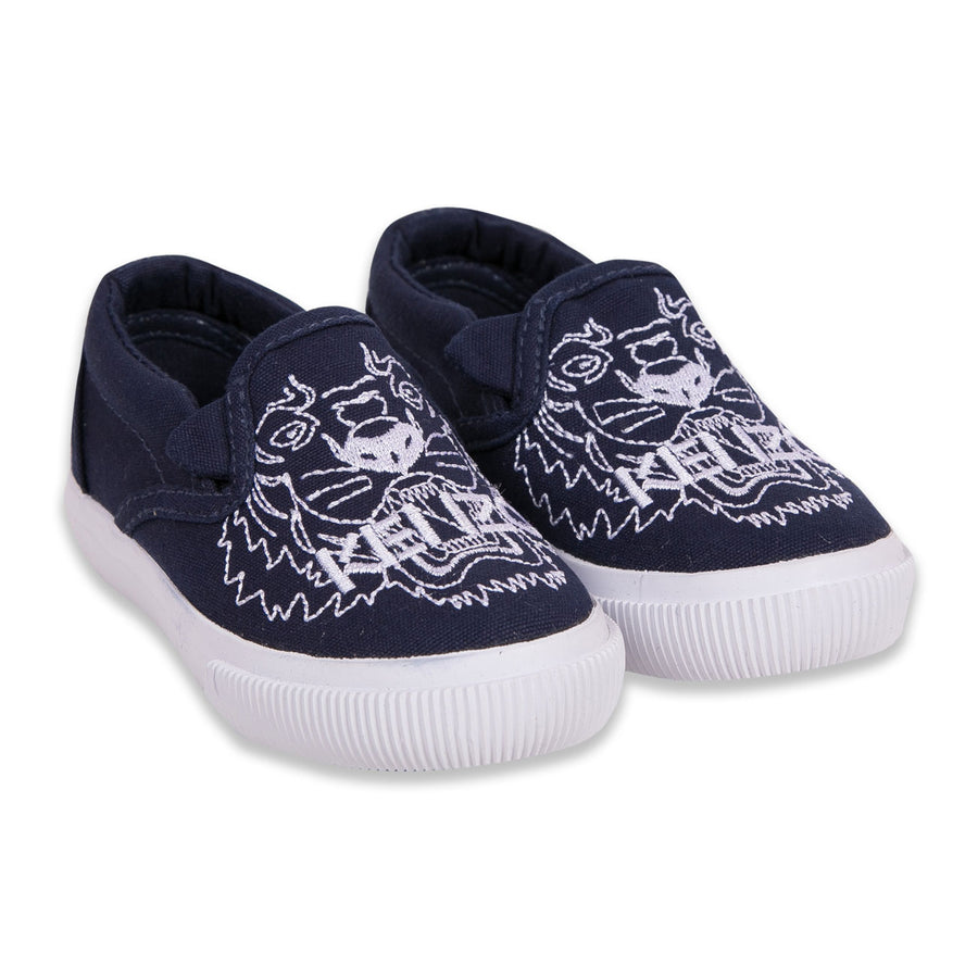 Kenzo Navy Logo Slip-ons
