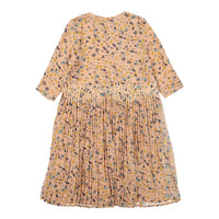Ava and Lu Coral Floral High Waisted Pleat Dress