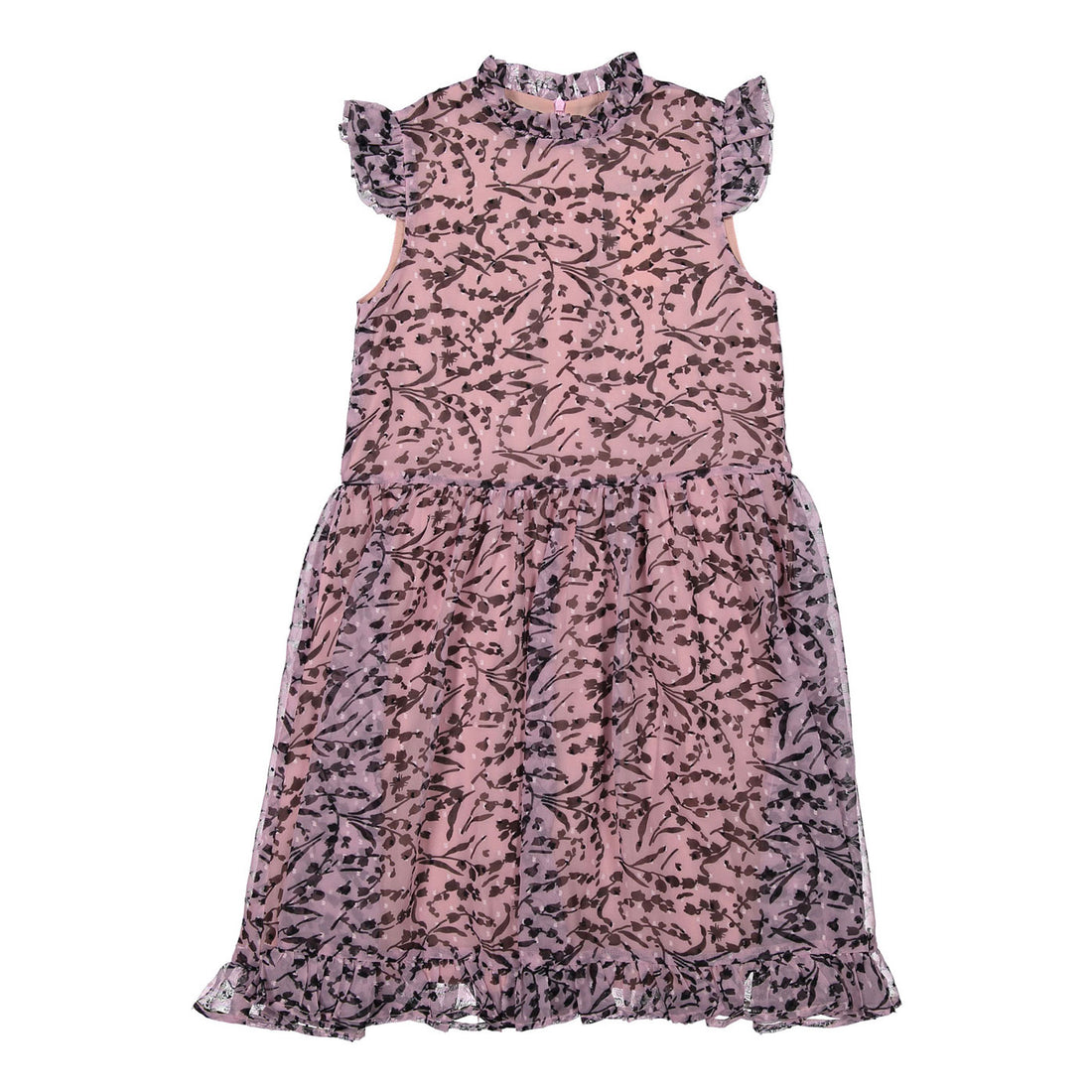 ROWE Pink Floral Ruffle Hem Dress