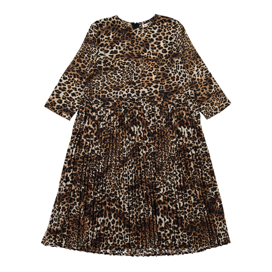 Ava and Lu Leopard High Waisted Pleat Dress