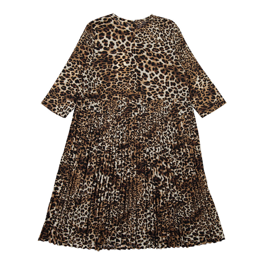 Ava and Lu Leopard High Waisted Pleat Dress