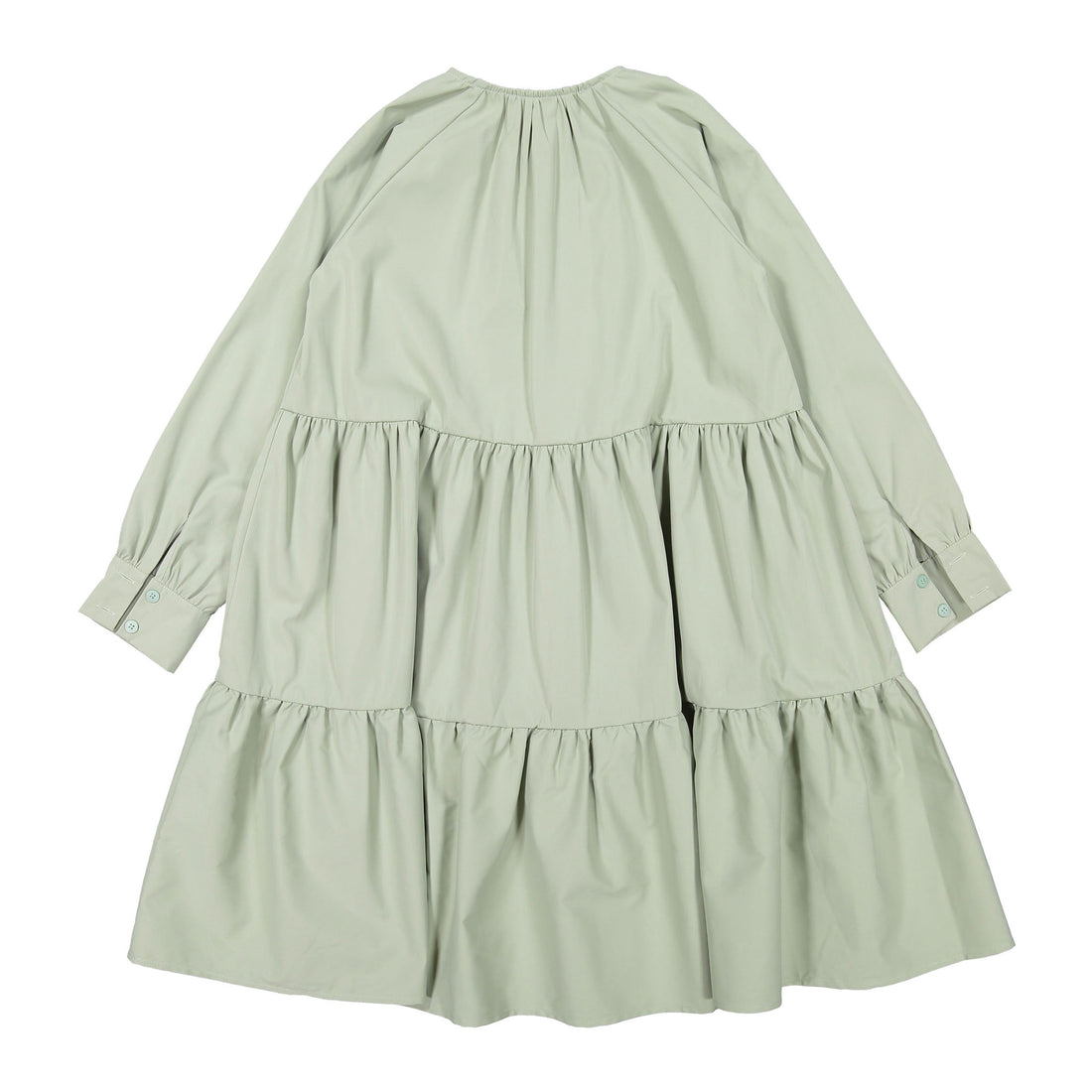 A4 Mint Green Buttons Tiered Dress