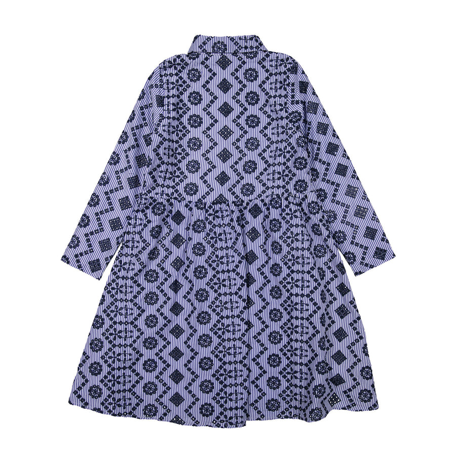A4 Blue Stripe Bohemian Embroidery Dress