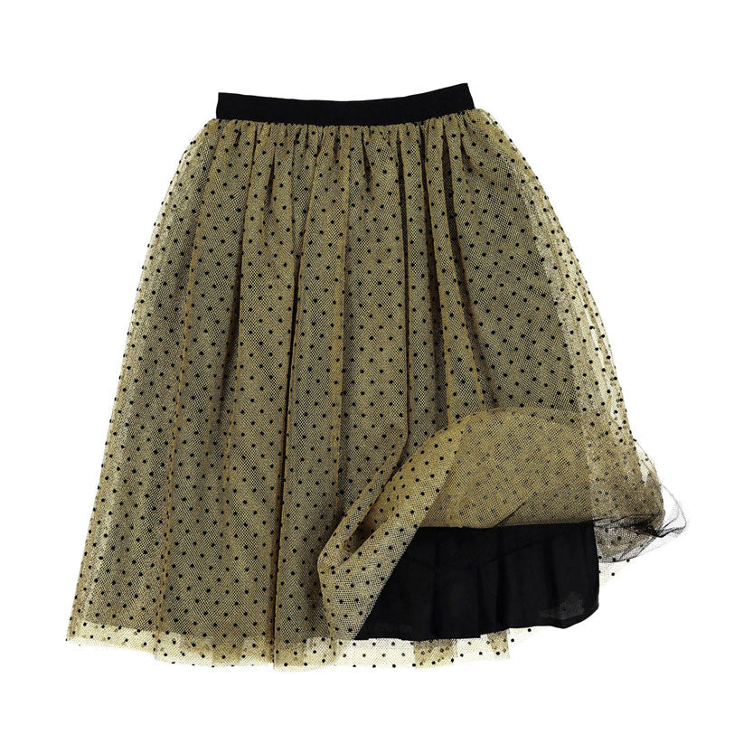 Bonpoint Gold Mesh Tulle Janice Maxi Skirt