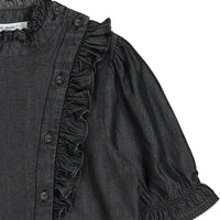 Little Remix Black Denim Polly Ruffle Blouse