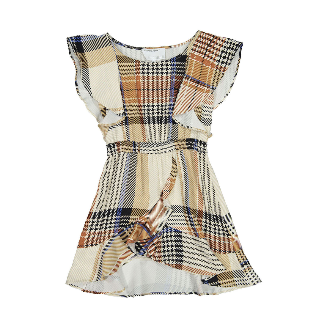 Little Remix Brown Plaid Frigg Wrap Dress