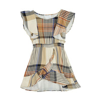 Little Remix Brown Plaid Frigg Wrap Dress
