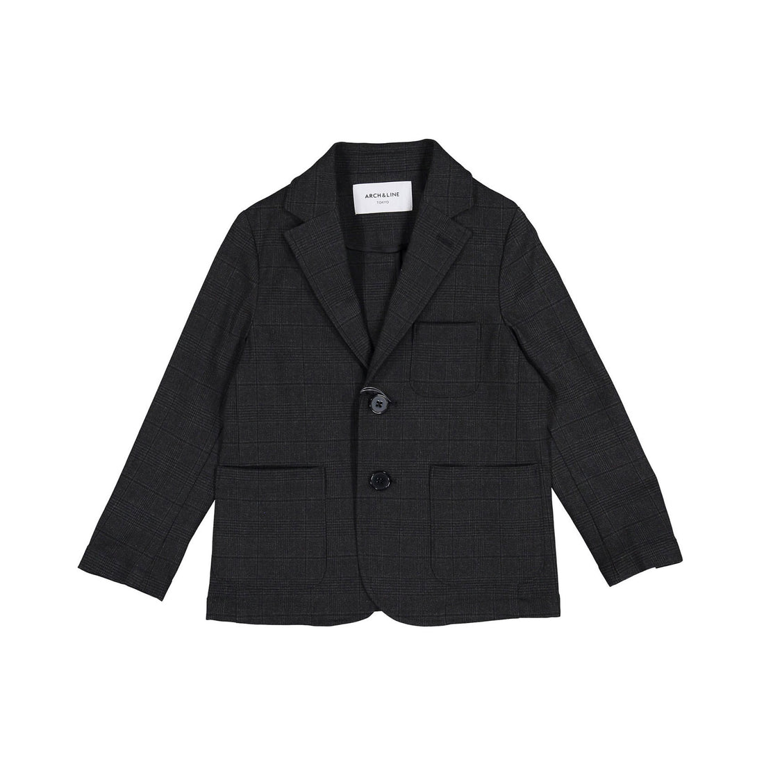 Arch and Line Charcoal Mono-Plaid Suit Jacket