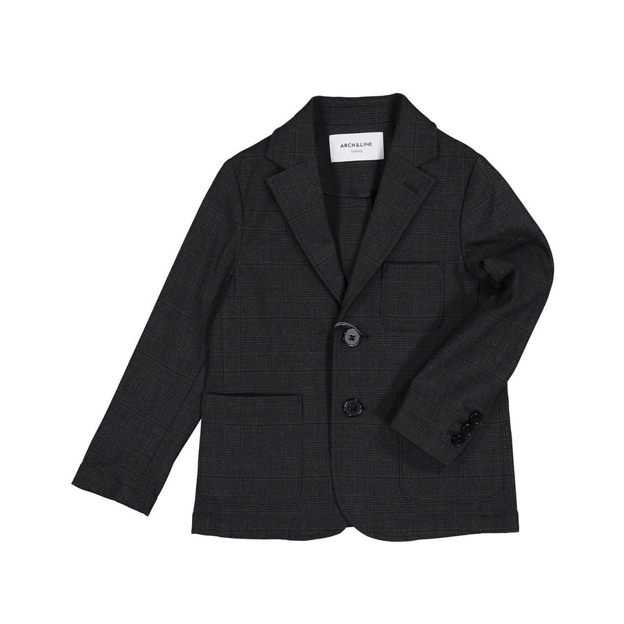 Arch and Line Charcoal Mono-Plaid Suit Jacket