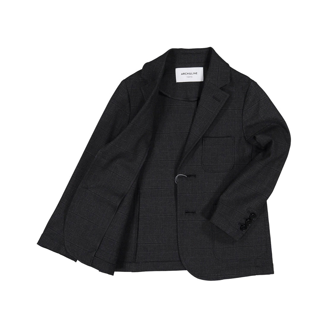 Arch and Line Charcoal Mono-Plaid Suit Jacket