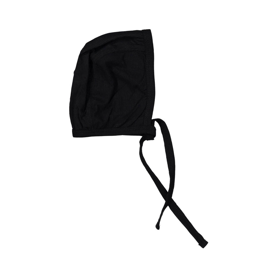 LADIDA Black Ribbed Logo Bonnet