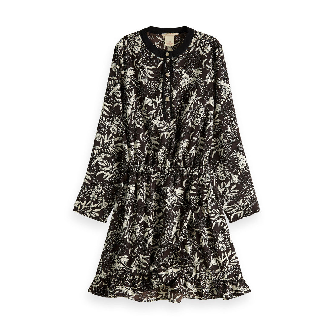 Scotch Shrunk Black Floral Woven Ruffle Dress