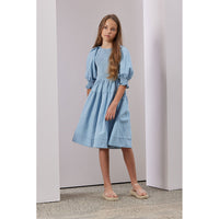 Steph Chambray Shirred Dress