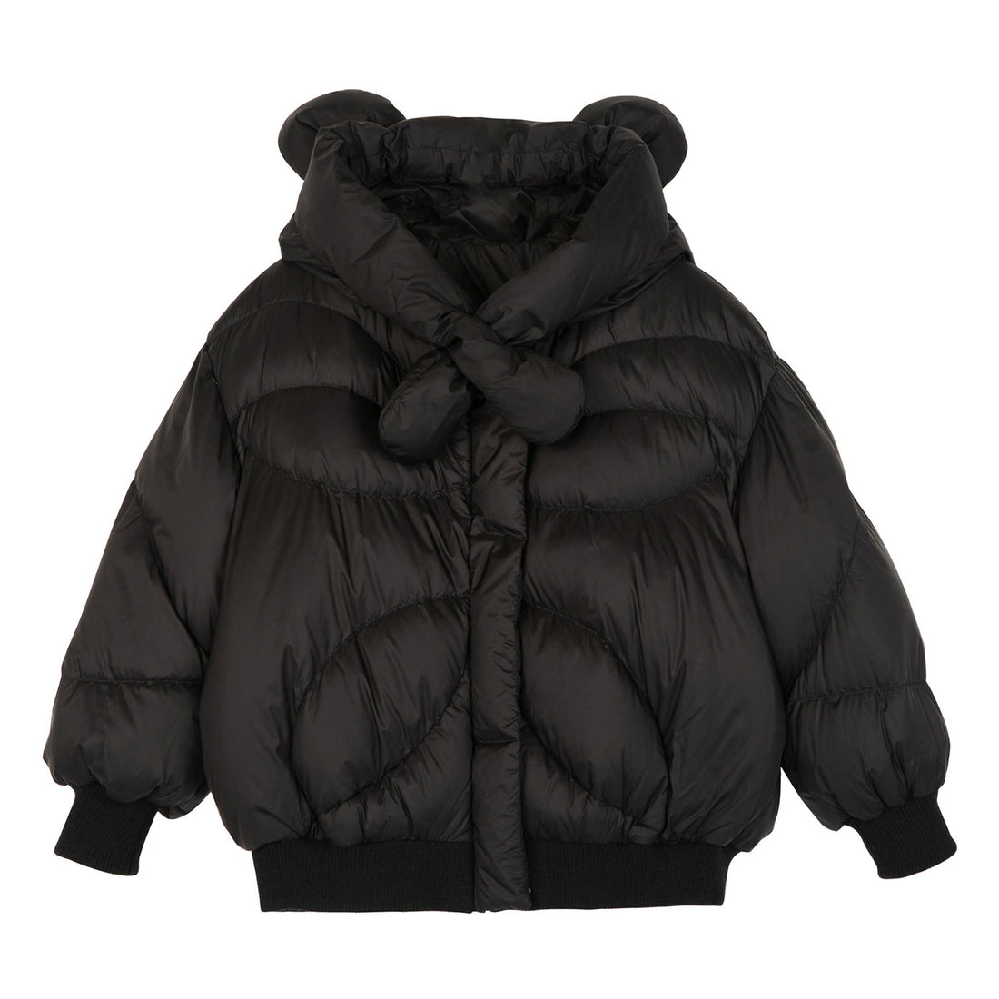 JNBY Black Down Coat Bear Hoodie