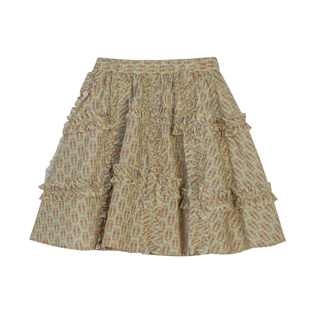 JNBY  Cream Multi Pattern Skirt With Ruffle Bottom