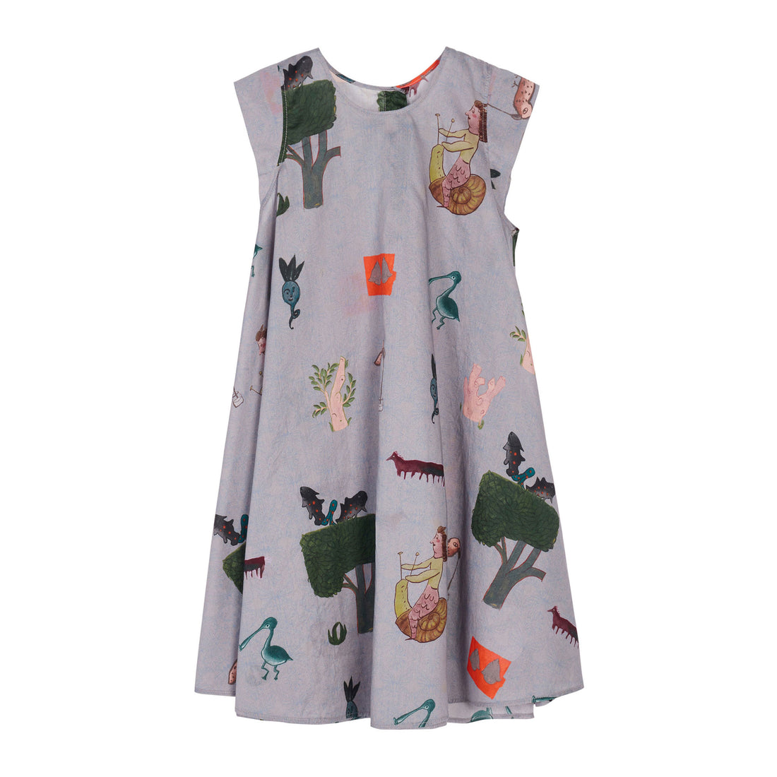 JNBY Grey Sleeveless Dress With Print All Over