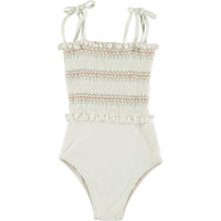 Belle Chiara Cream Colorful Smocked Swimsuit