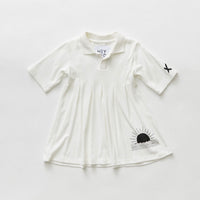 Hey kid White Ribbed Polo with Sun Logo Dress