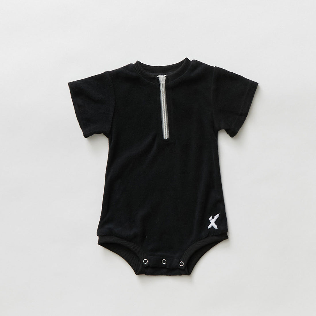 Hey kid Zip Terry Onesie- Black