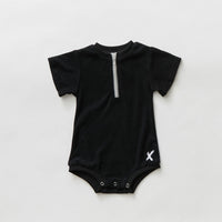 Hey kid Zip Terry Onesie- Black