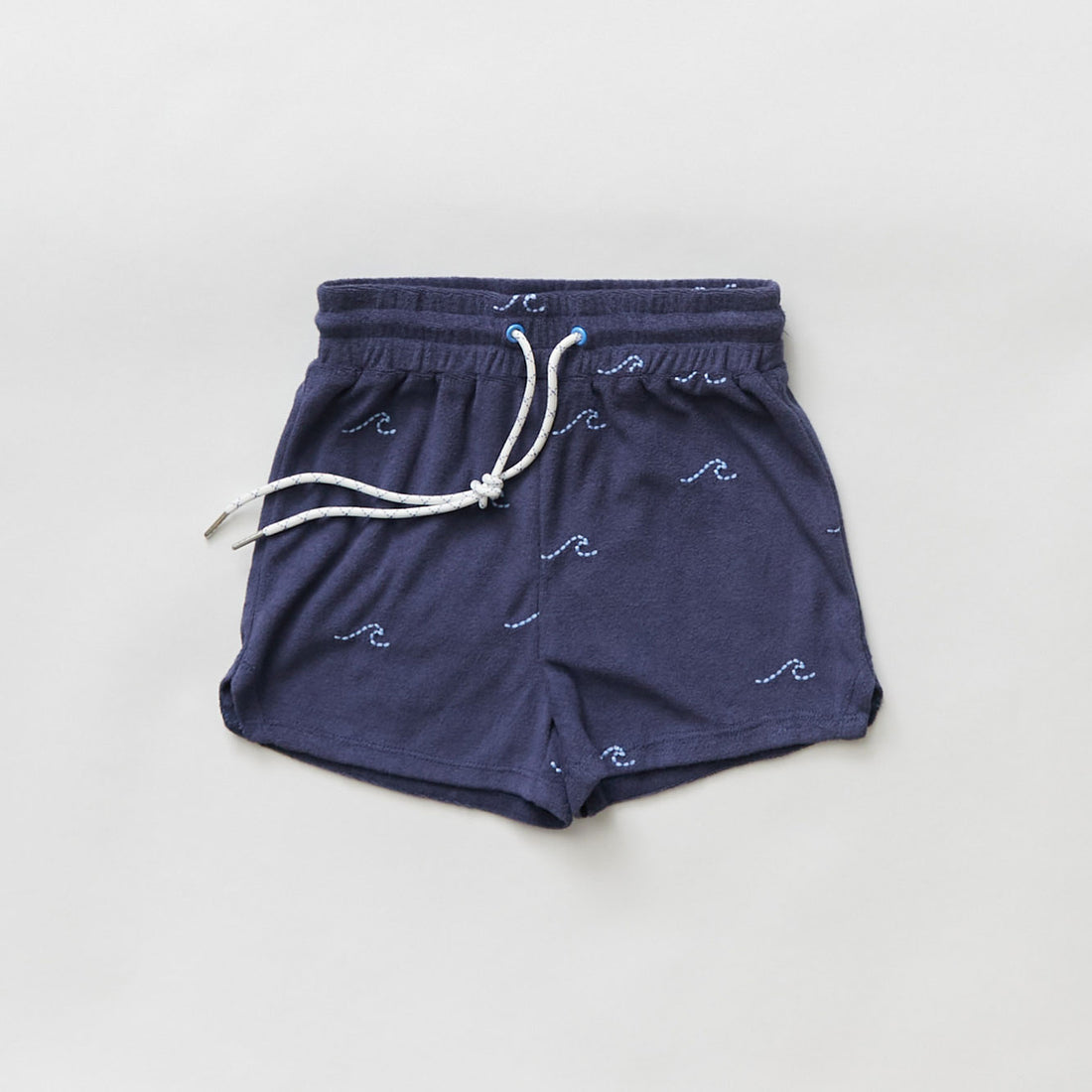 Hey kid Blue Embroidered Waves Terry Shorts