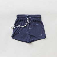 Hey kid Blue Embroidered Waves Terry Shorts