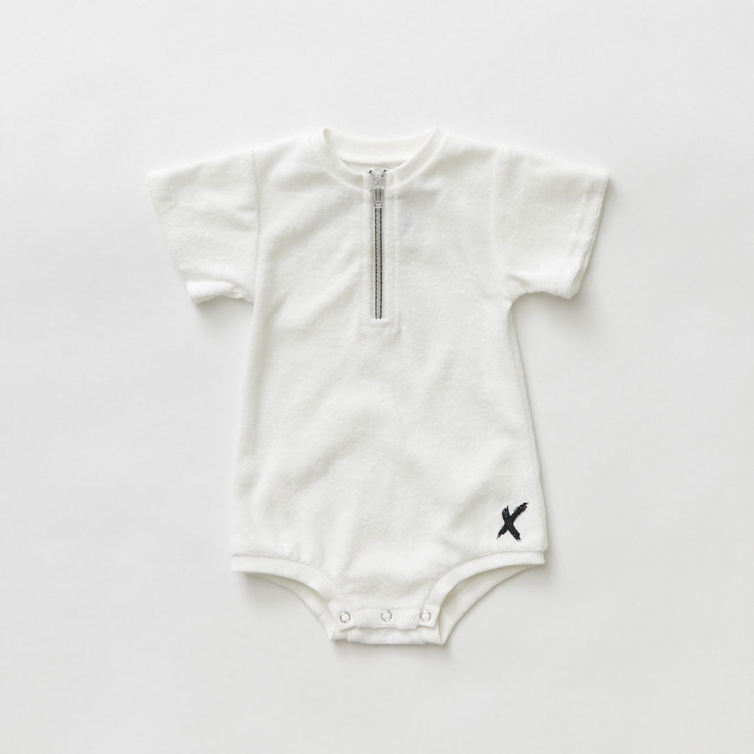 Hey kid Zip Terry Onesie- White