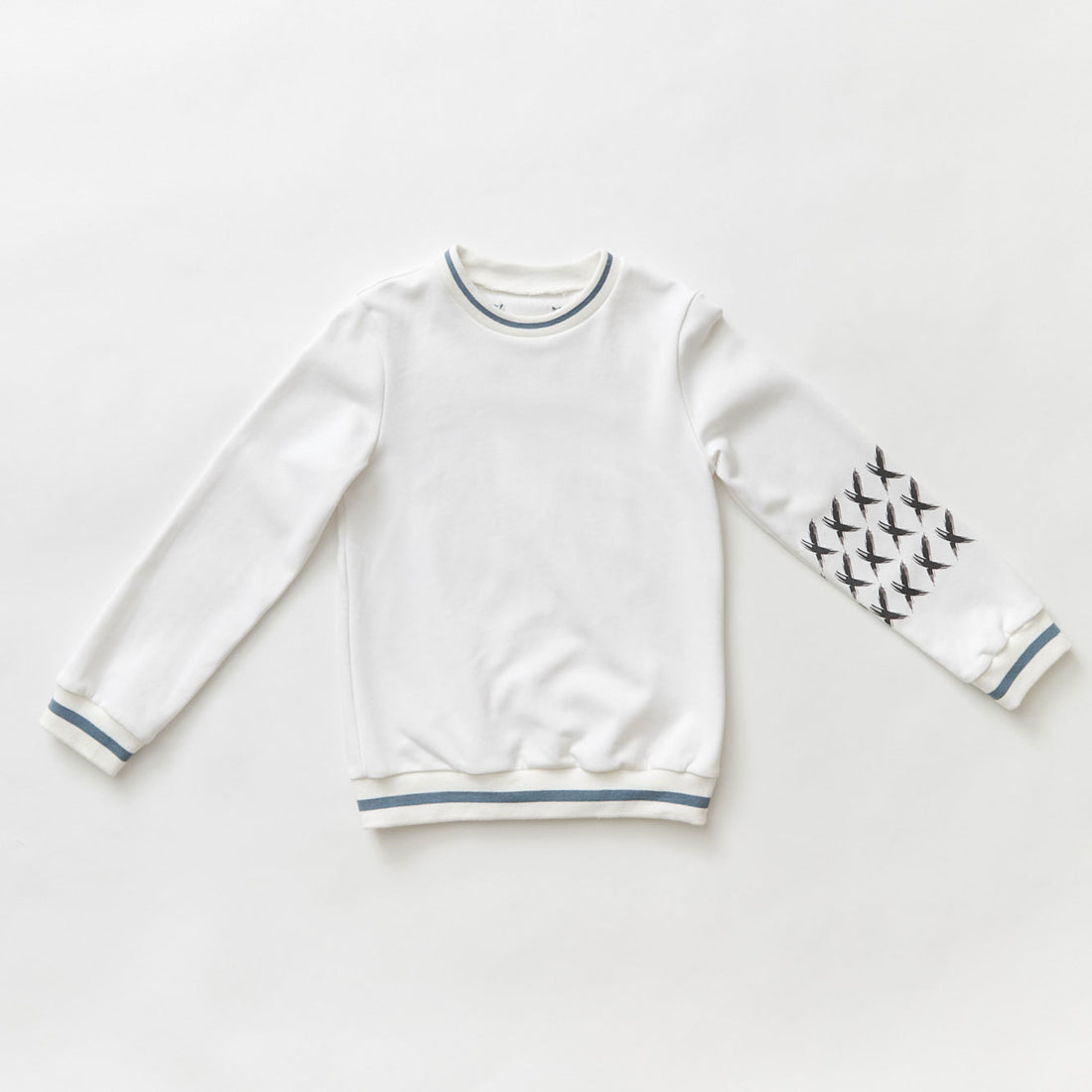 Hey kid White/Teal Embroidered Beach Sweatshirt