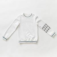 Hey kid White/Teal Embroidered Beach Sweatshirt