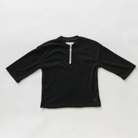 Hey kid Zip Terry Shirt- Three Quarter Sleeves- Black