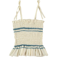 Belle Chiara Blue Double Stripe Athena Ruffle Top