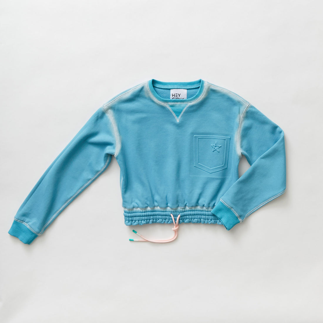 Hey kid Teal Embossed Sweatshirt