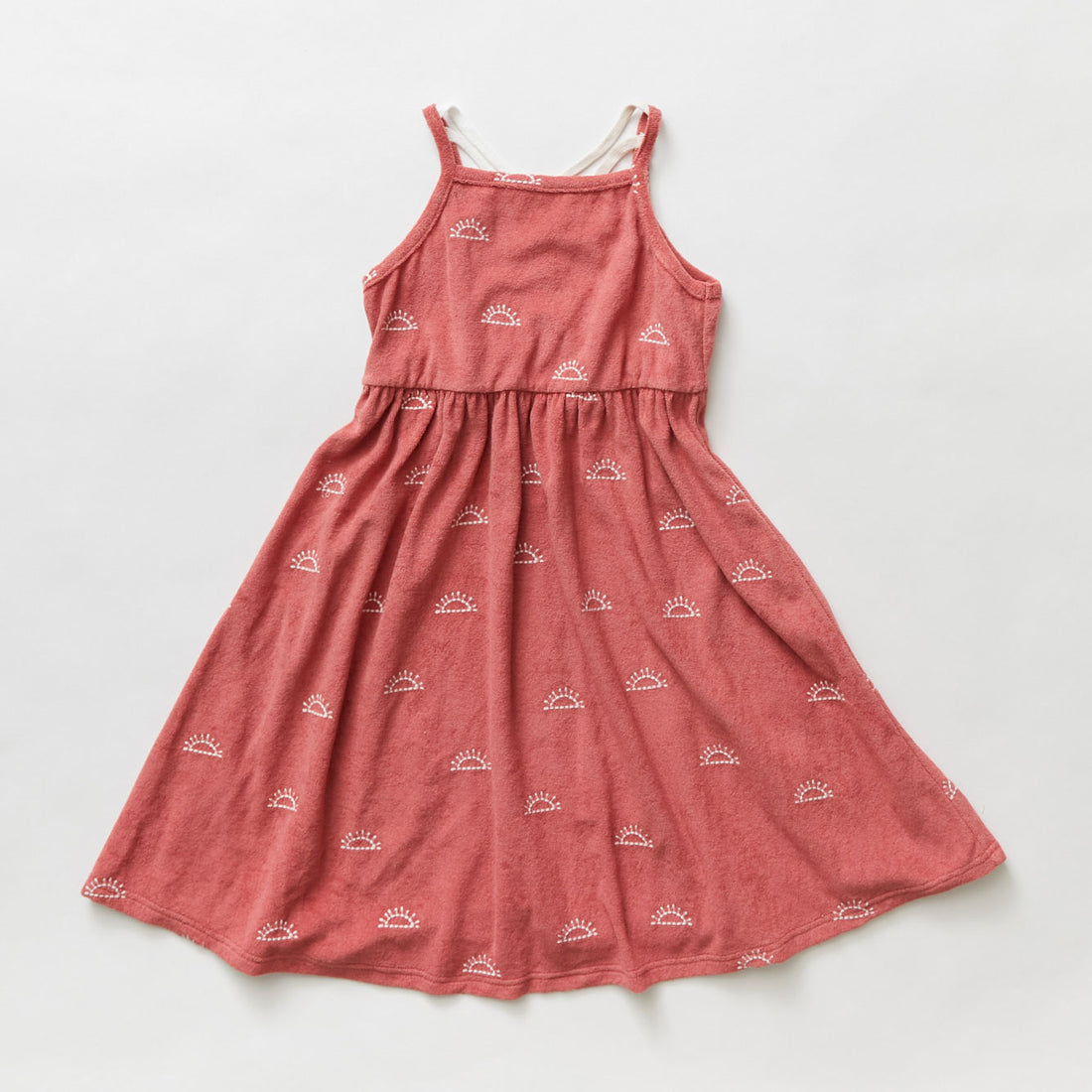 Hey kid Red Embroidered Sun Terry Dress