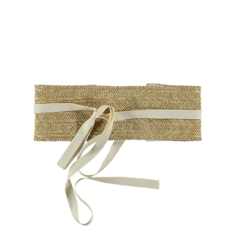 Belle Chiara Raffia Herringbone Woven Belt
