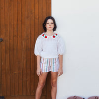 Fish and kids Knitted Polo With Embroidered Flowers