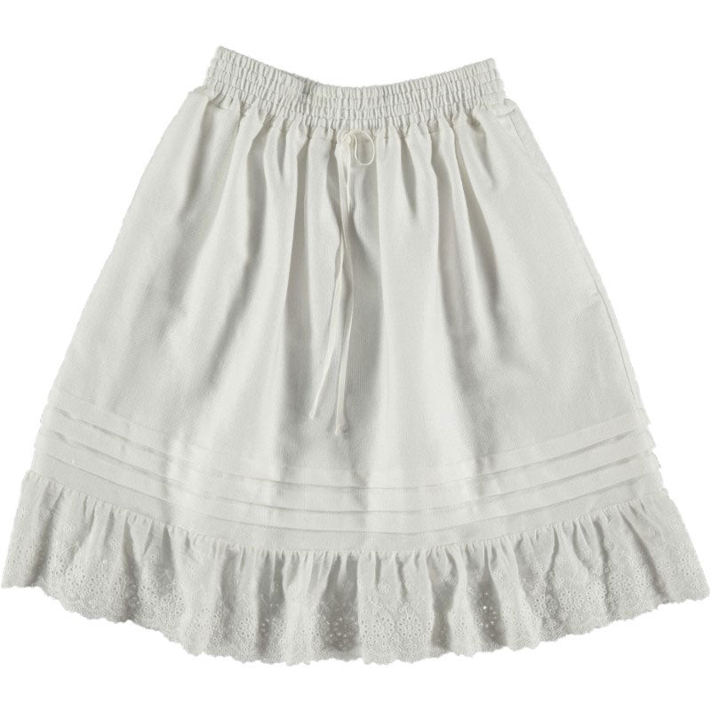 Belle Chiara Cream Cotton Pique Lace Skirt