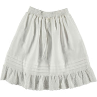 Belle Chiara Cream Cotton Pique Lace Skirt